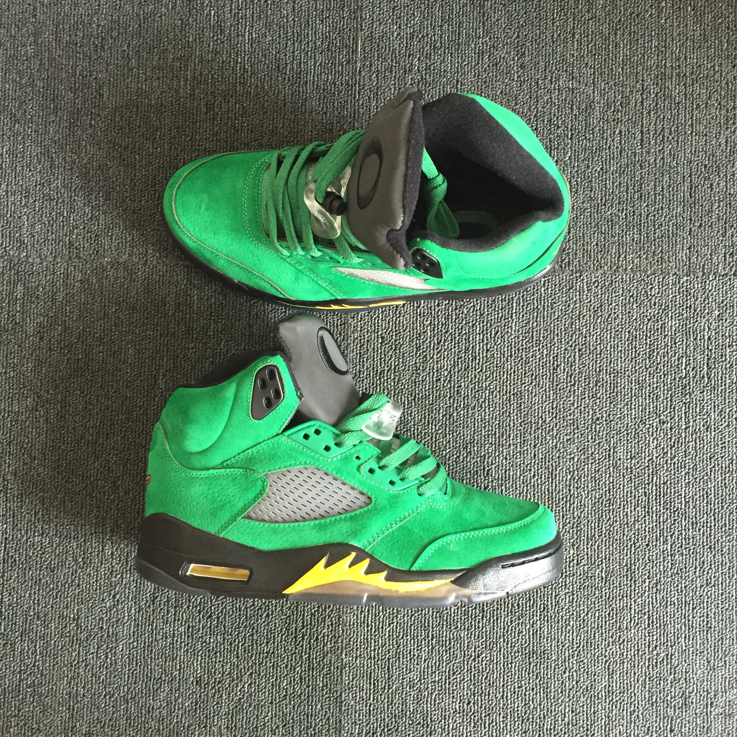 2018 Men Air Jordan 5“Oregon”PE Deek Skin Green Yellow Shoes